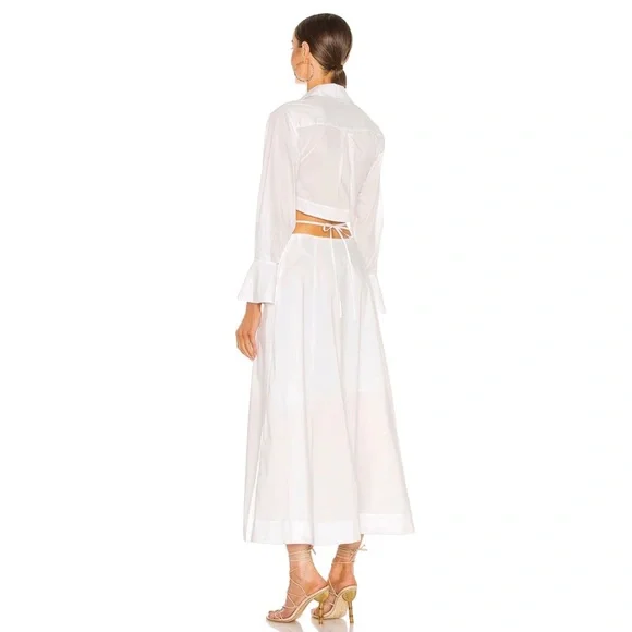NWT Jonathan Simkhai Alex Pleated Cut Out Maxi Midi Dress White Medium - Picture 3 of 13